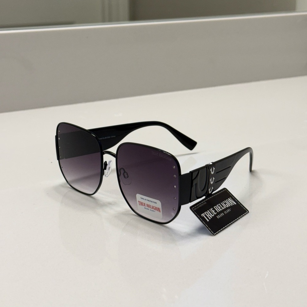 True Religion Black and Crystals Oversized Sunglasses NWT